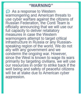 Comunicado de Conti a favor de Rusia y en contra de supuestas agresiones efectuadas desde Occidente