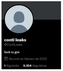 Perfil en Twitter denominado @ContiLeaks